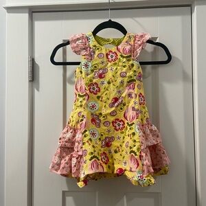 Jelly the Pug Dress Bunnies Floral Ruffles Size 3T EUC